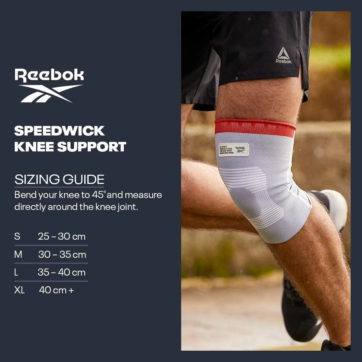 Reebok Speedwick Knee Supports, Grey/Red