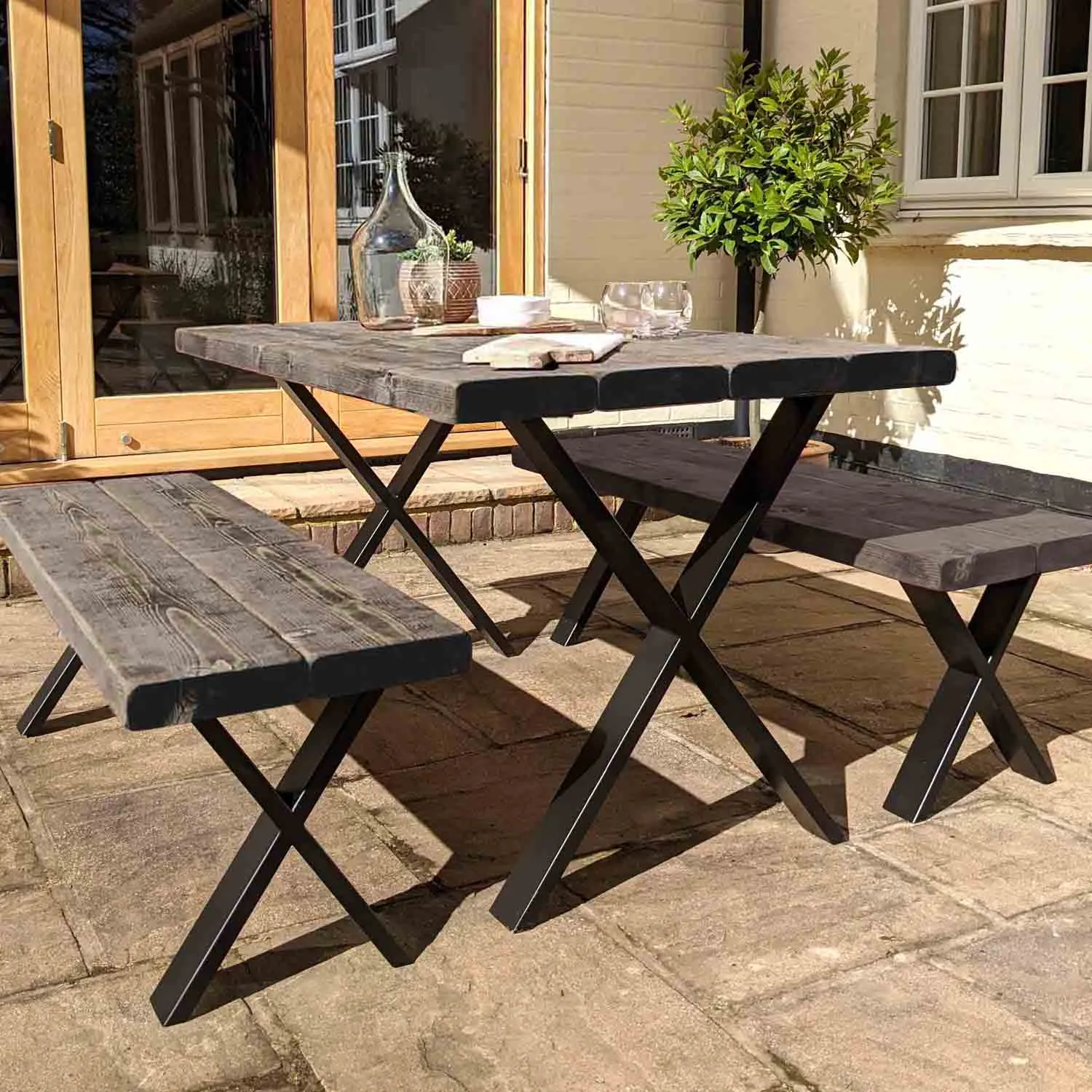 Rustic Garden Furniture Set | X Frame