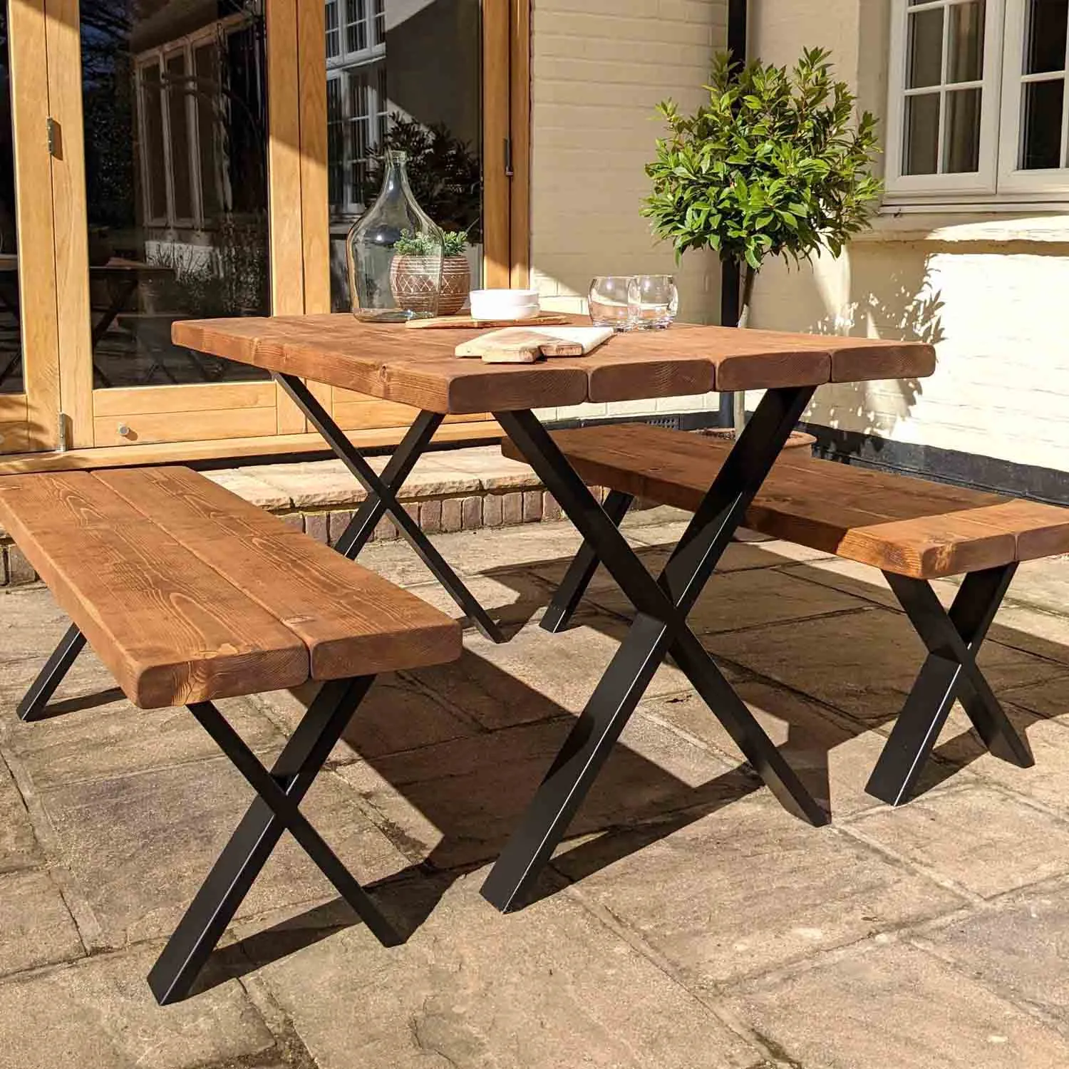 Rustic Garden Furniture Set | X Frame