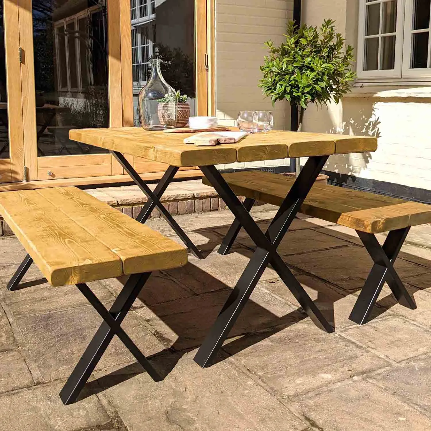 Rustic Garden Furniture Set | X Frame