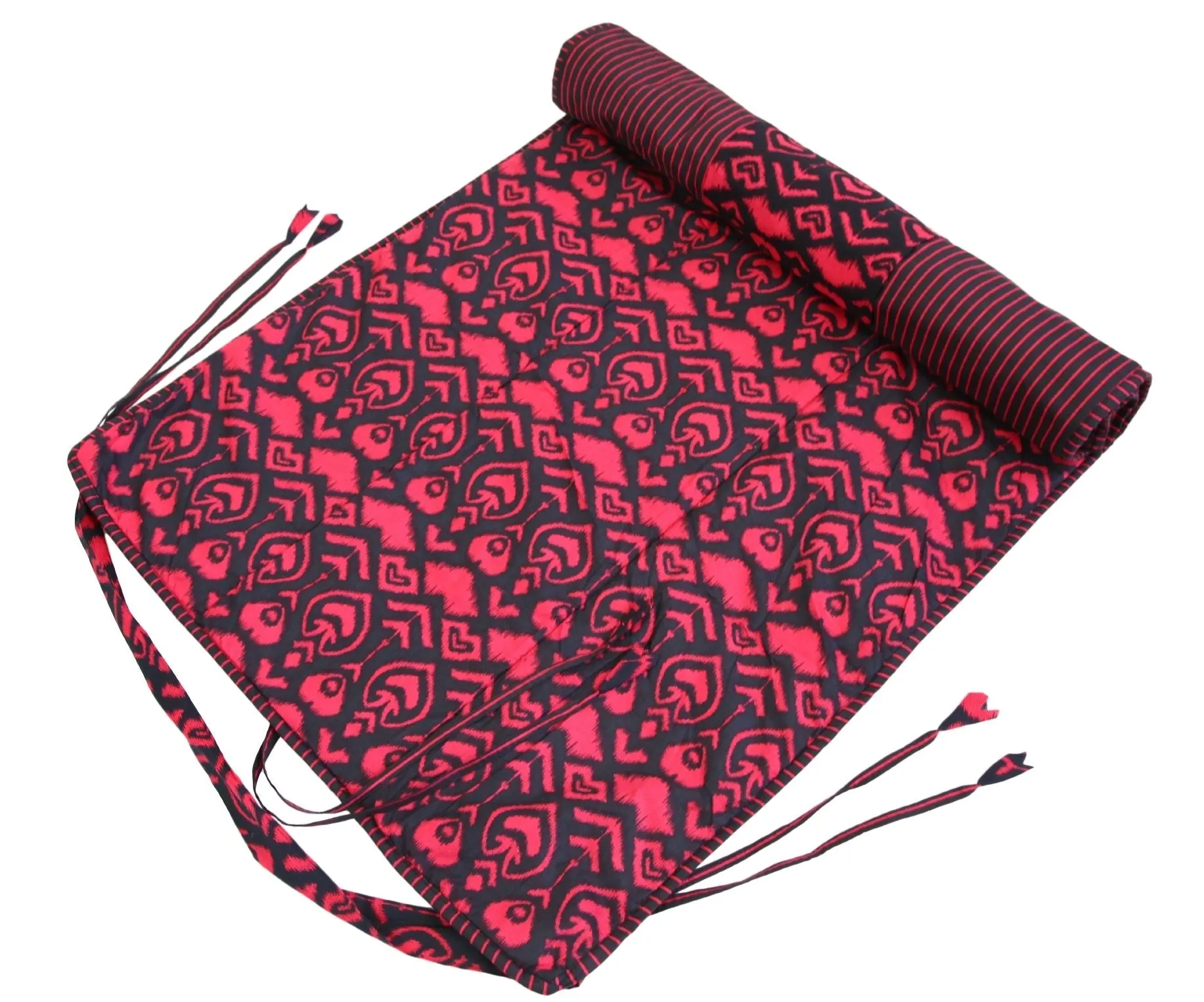 ShalinIndia Yogamat For Women And Girls Cotton Printed Reversible Cushioned,YMT02-2521,Black,70X30 Inch