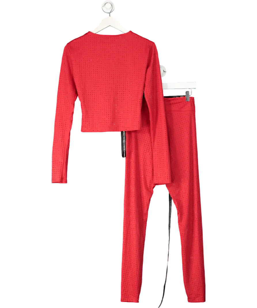 SLA the label Red Nola Diamanté Leggings & Saffi Diamante Top Co-ord Set - Leggings Uk M/top UK L