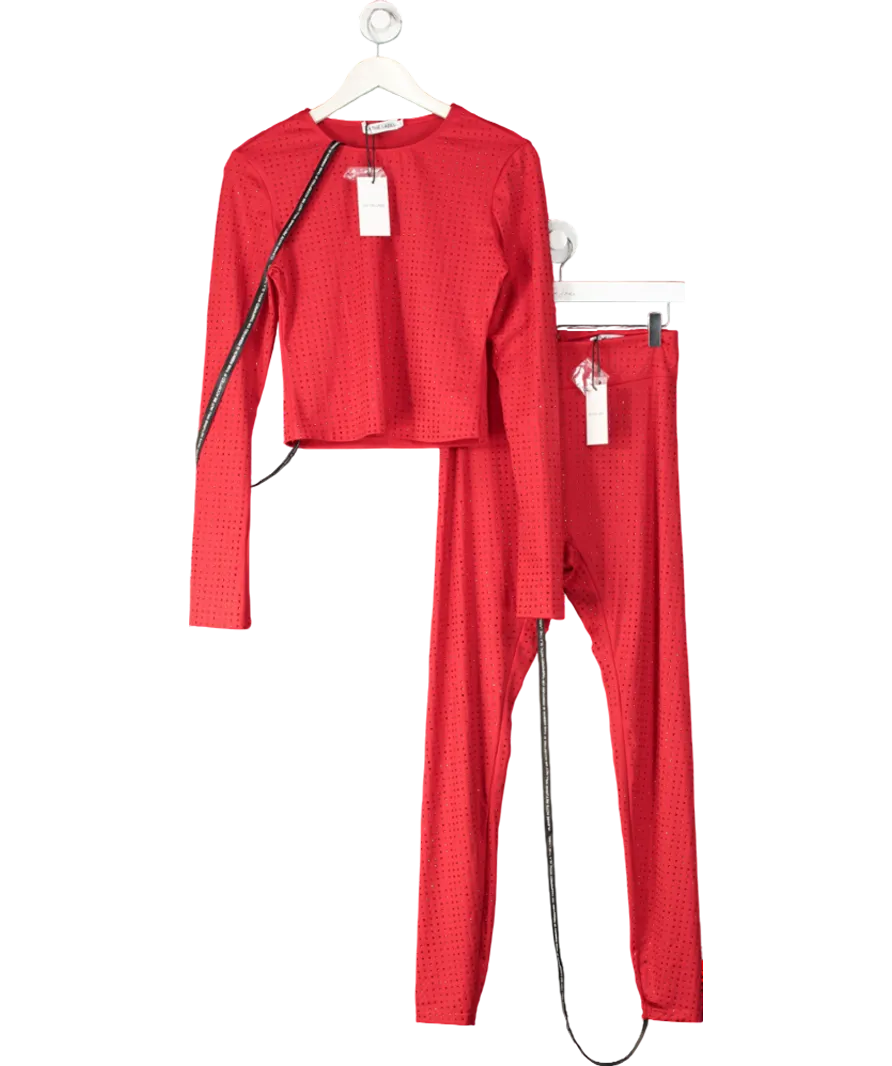 SLA the label Red Nola Diamanté Leggings & Saffi Diamante Top Co-ord Set - Leggings Uk M/top UK L