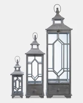 Slate Grey Wooden Lantern