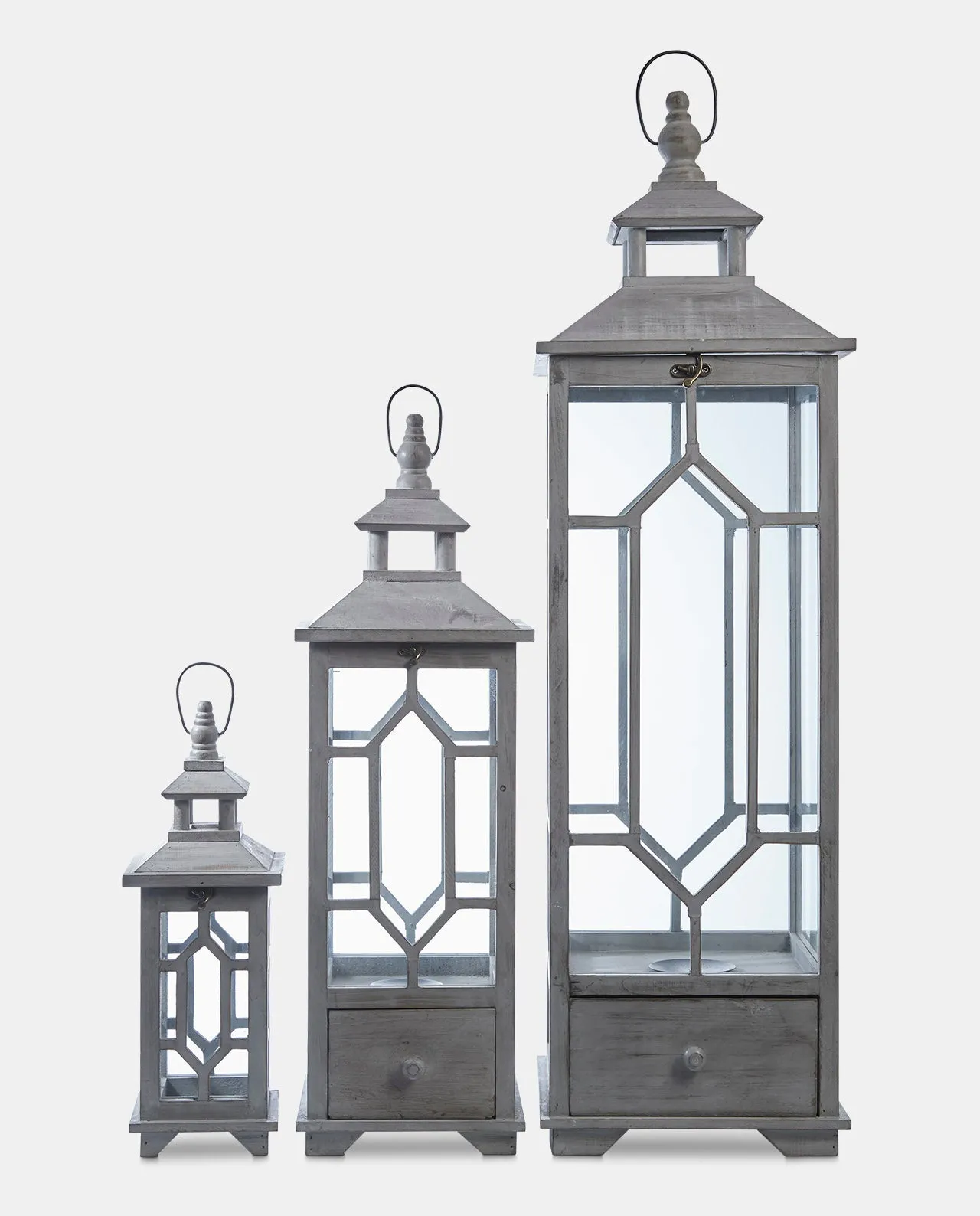 Slate Grey Wooden Lantern