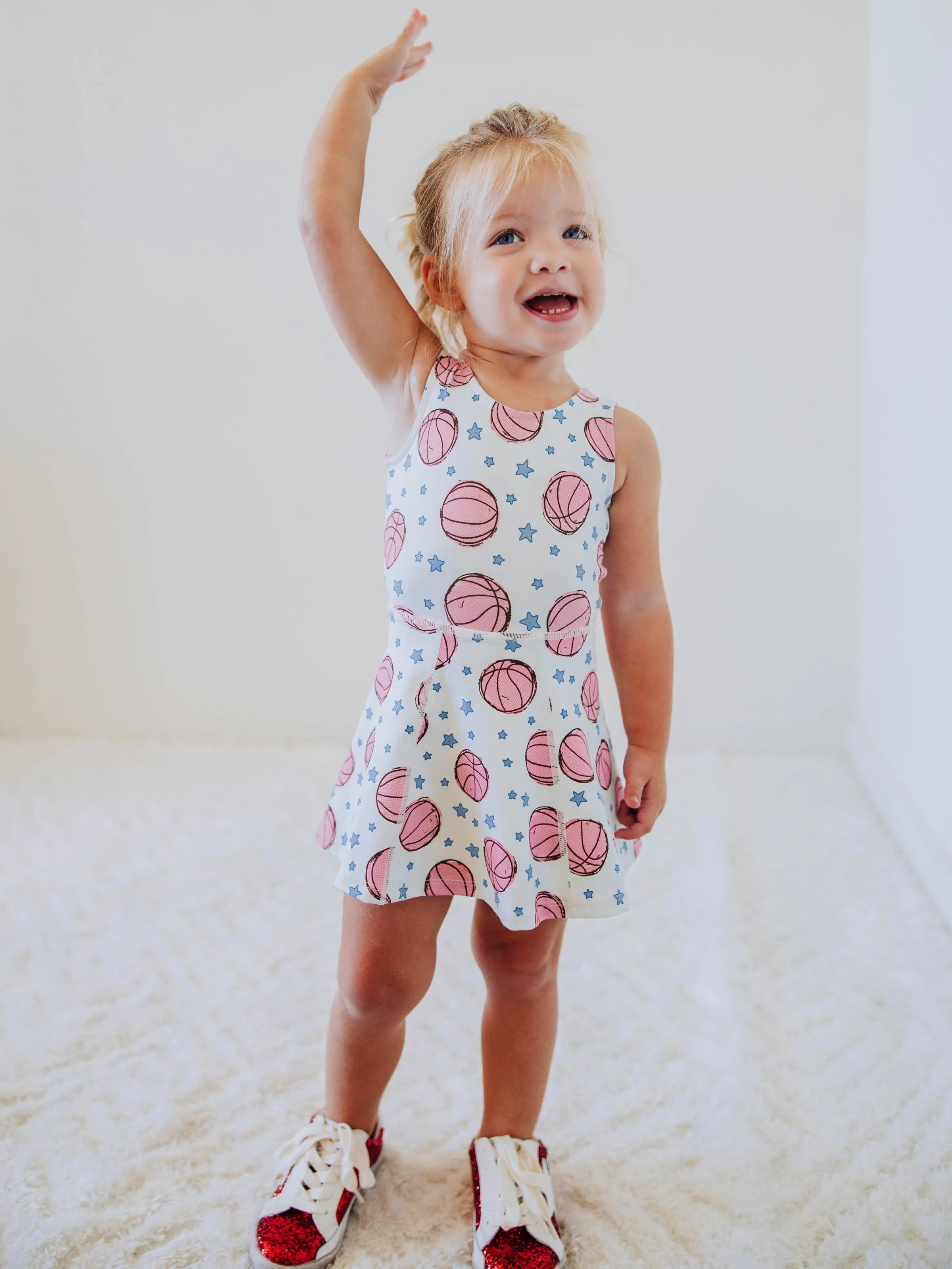 Tennis Dress - Pink Basketballs