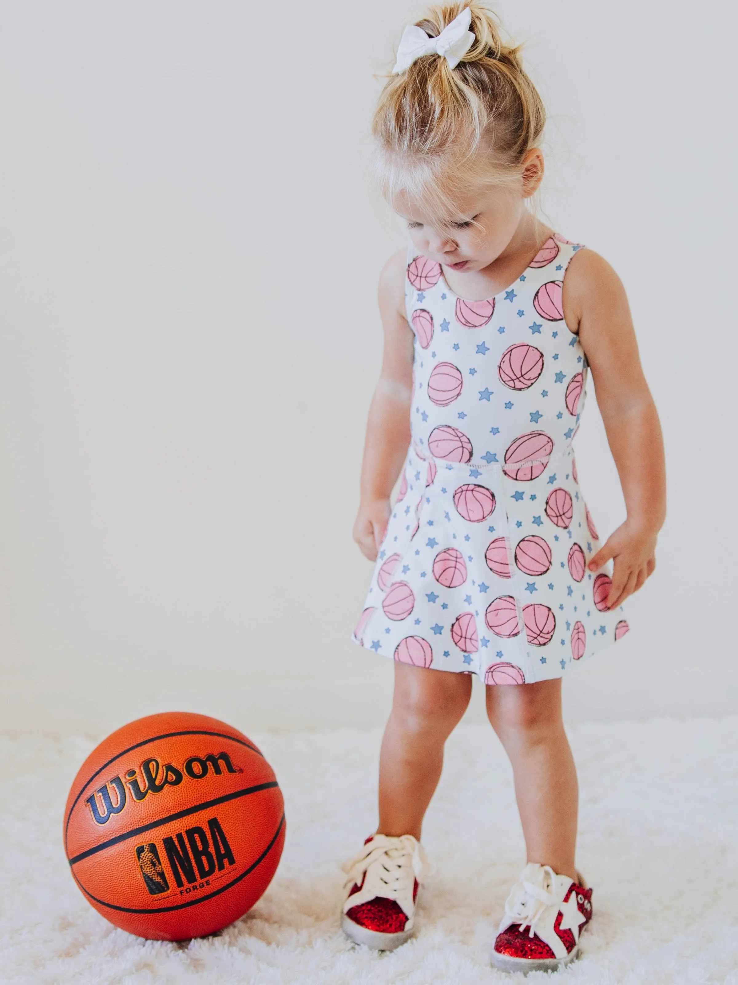 Tennis Dress - Pink Basketballs