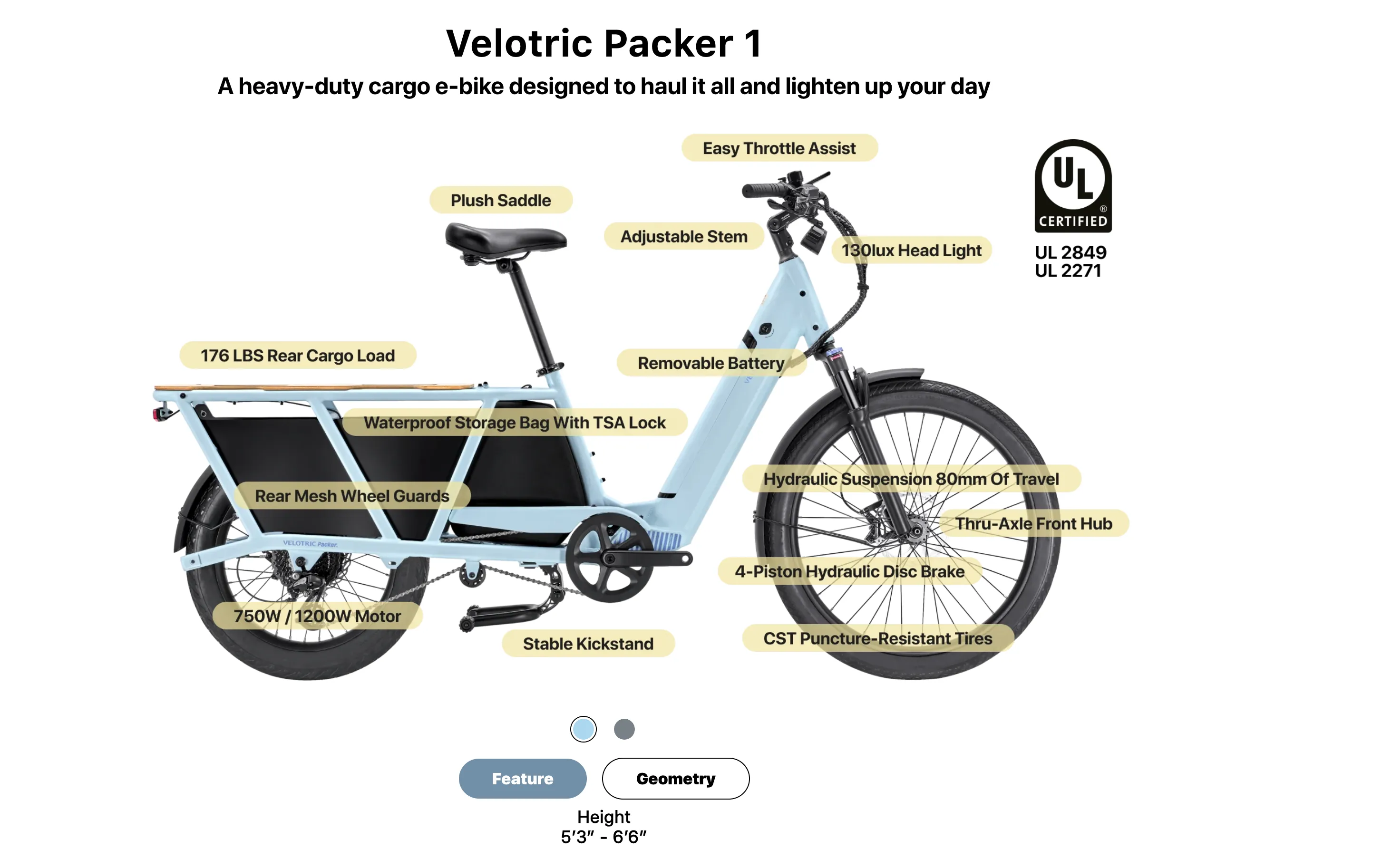 Velotric Packer 1 Step Thru Cargo Electric Bike