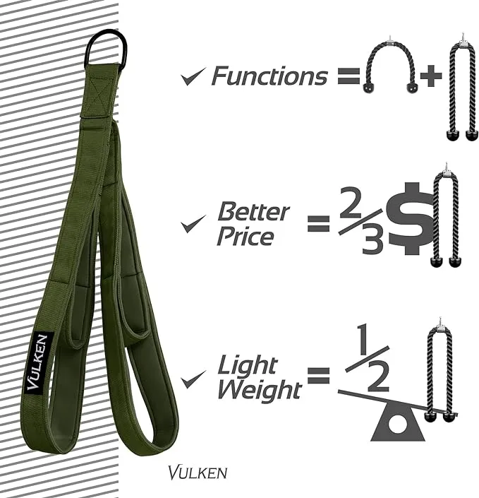 Vulken 24"&17" Double Lengths Tricep Rope Tricep Handles Cable Attachment