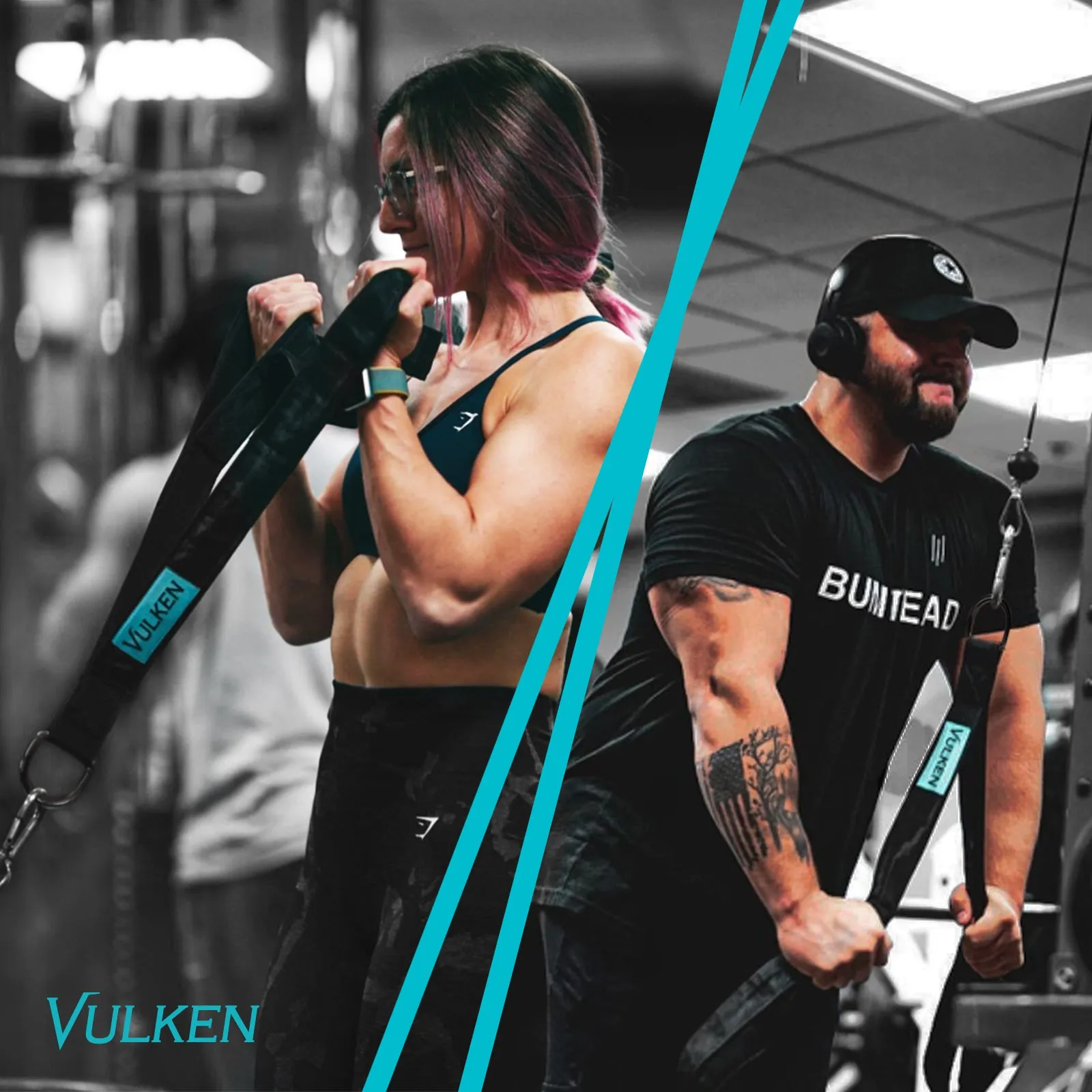 Vulken 24"&17" Double Lengths Tricep Rope Tricep Handles Cable Attachment