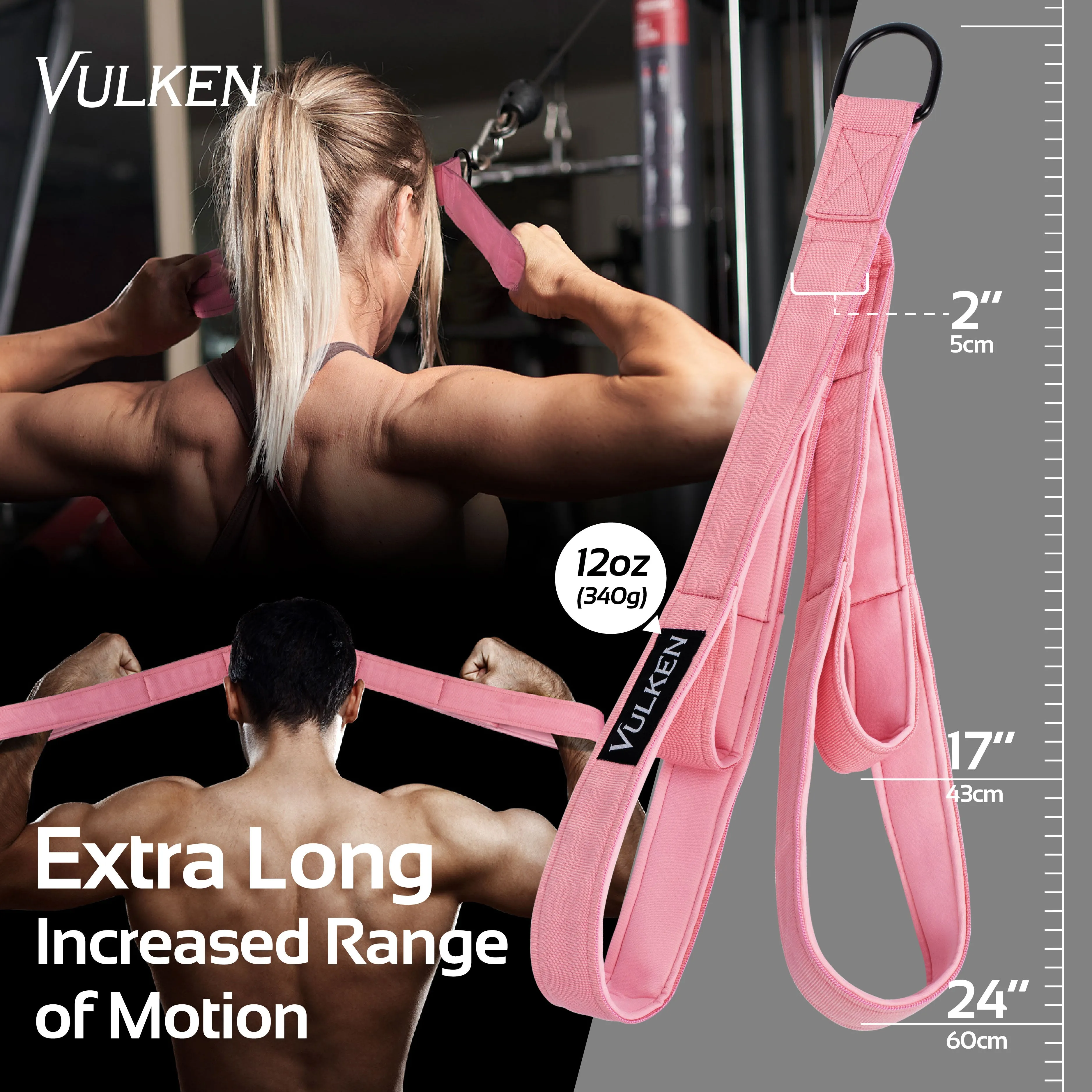 Vulken 24"&17" Double Lengths Tricep Rope Tricep Handles Cable Attachment