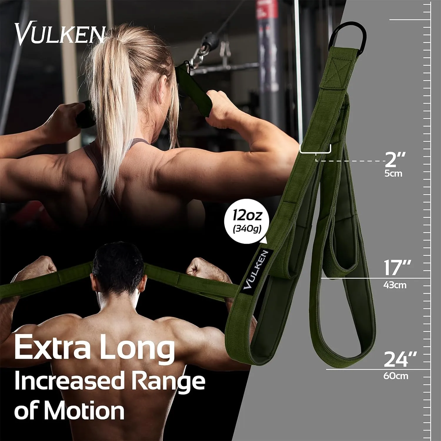 Vulken 24"&17" Double Lengths Tricep Rope Tricep Handles Cable Attachment