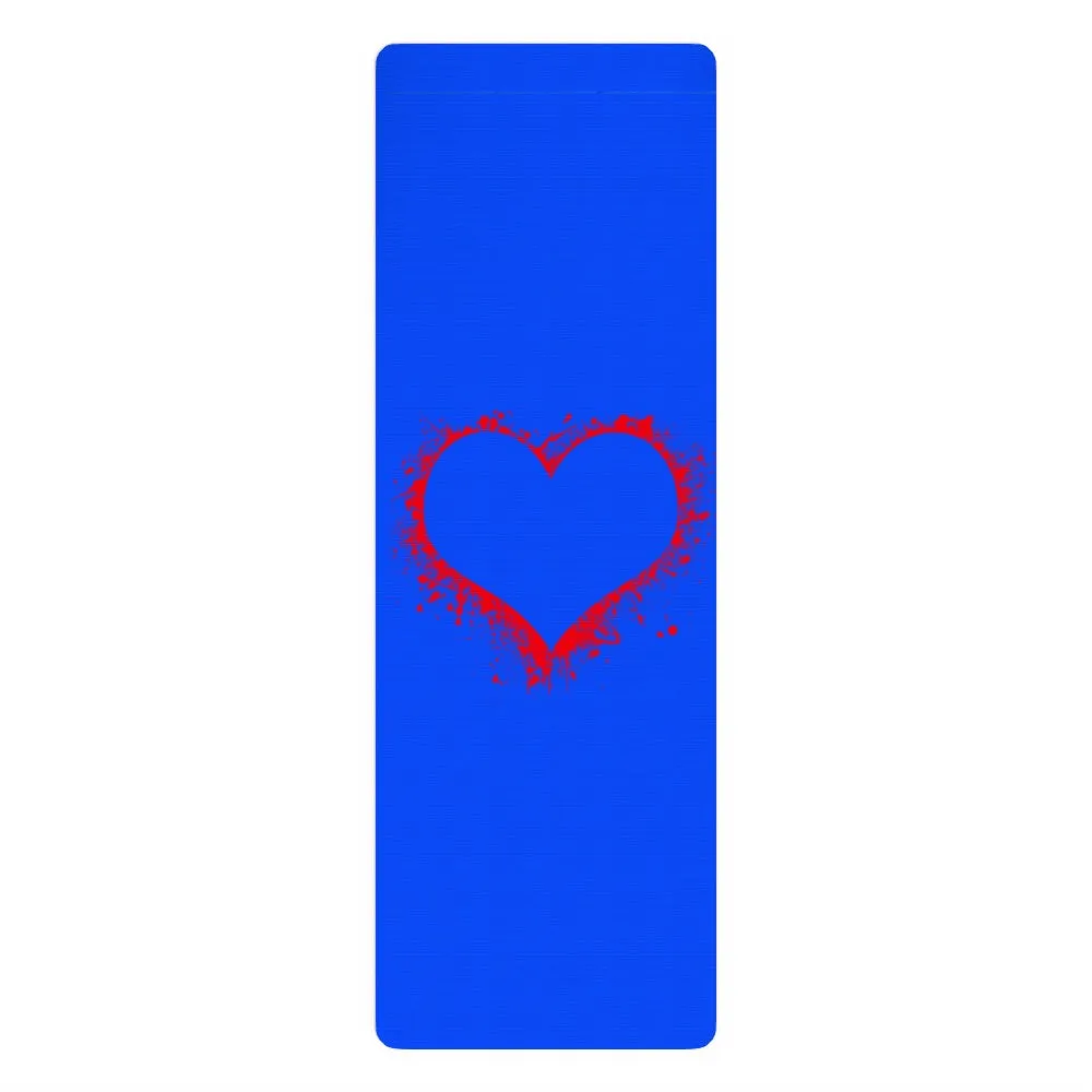 Yoga Mat - Heart Splat - Blue