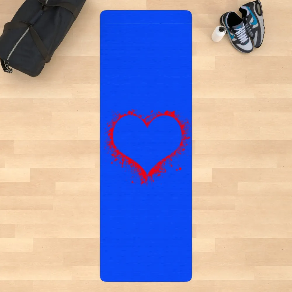 Yoga Mat - Heart Splat - Blue