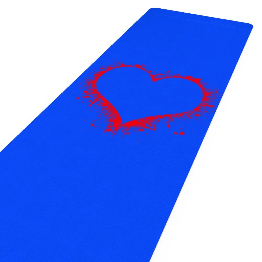 Yoga Mat - Heart Splat - Blue