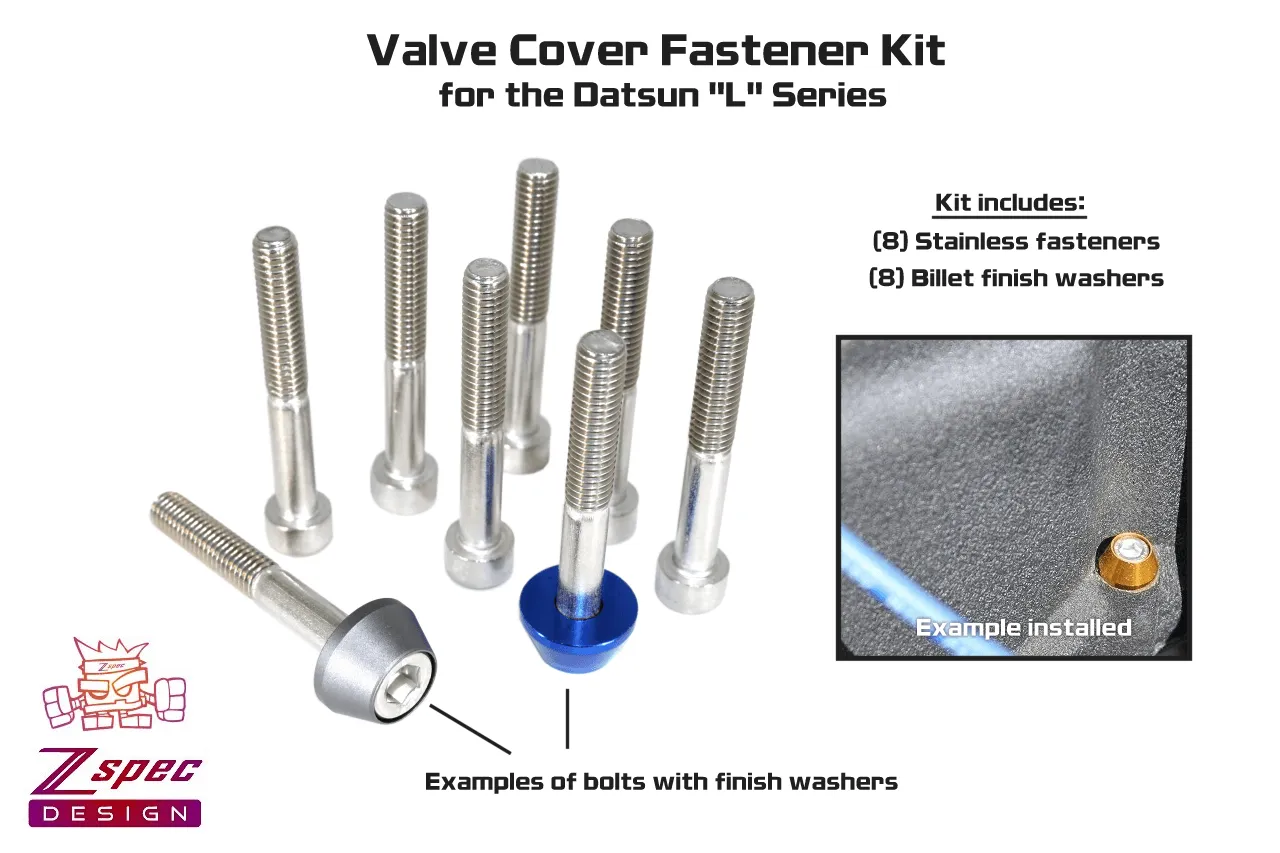 ZSPEC Valve Cover Fasteners for L-Series Datsun 240z/260z/280z/280zx/510/620, Stainless & Billet